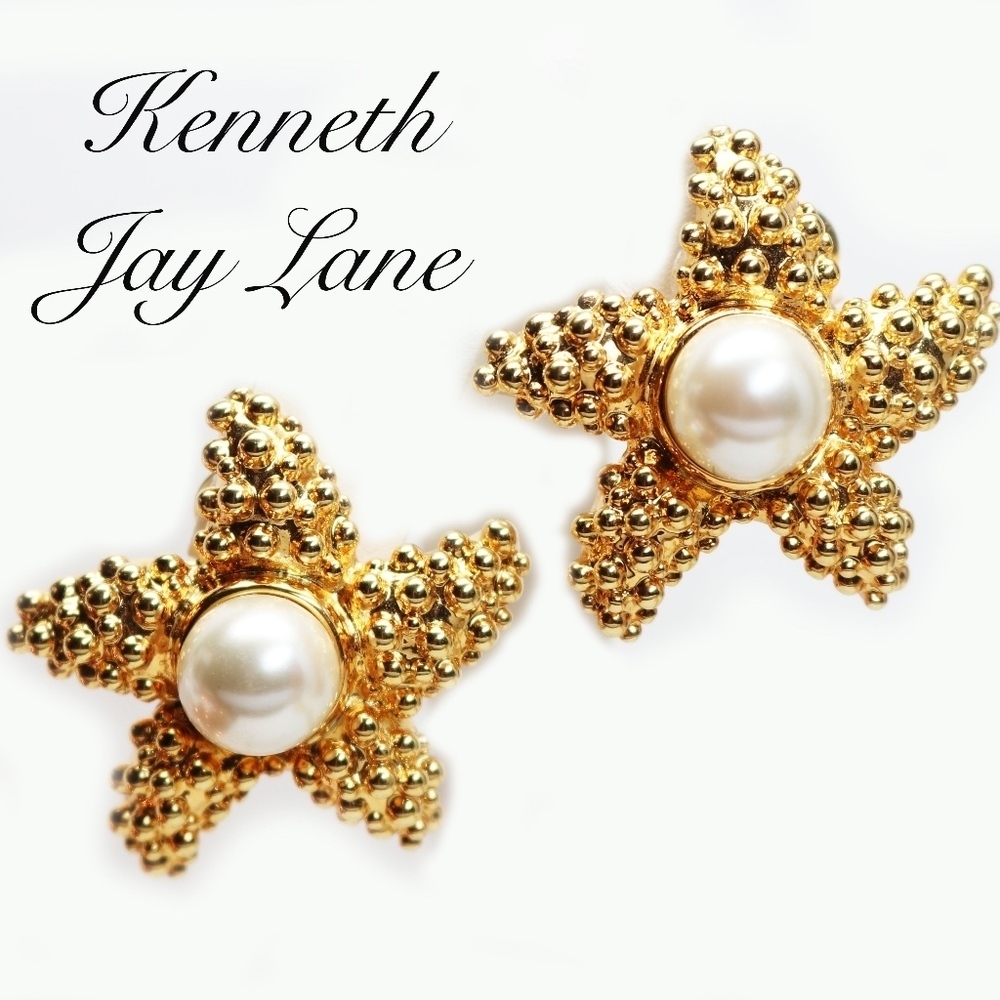 KENNETH JAY LANE PEARL STARFISH EARRINGS